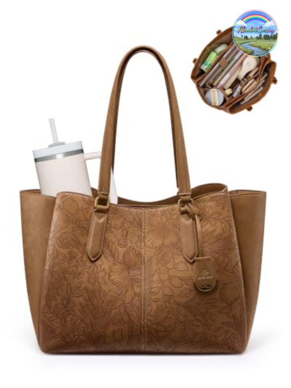 Faux Leather Laptop Tote Bag for Women 15.6 In Work Bags Triple Compartments